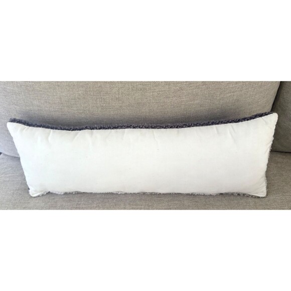 Handmade Custom Hooked Wool "Ski" Lumbar Pillow 24" x 8" - Picture 4 of 7